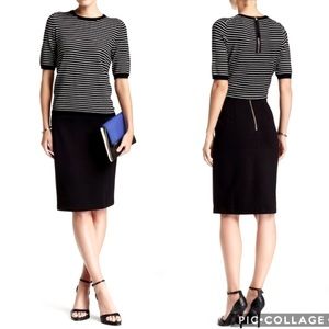 Philosophy navy blue pencil skirt back exposed gold zipper size 4